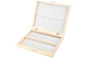 OUMEFAR Wooden Microscope Slide Storage Box with Clasp Lock 100 Slides Holder Case for Lab Biological Glass Prepared Slides Storing