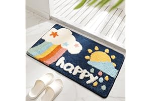 APOMKJOE Alfombrillas De Baño, Alfombrilla De Suelo Superabsorbente, Absorción De Agua Y Secado Rápido, Alfombra Antideslizante Para Puerta De Entrada De Baño, Suave Y Cómoda (40*60cm, corazón del arco iris)