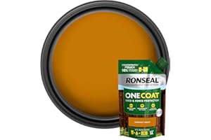 Ronseal One Coat Shed & Fence Pouch Harvest Gold 950ml - Mix with Water to Make 5 Litres of Paint for Effortless Coverage and Long-Lasting Protection