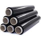 2kg Transparent or Black Wrapping Film 50CM x 200M, 23 Micron Roll of Heavy Duty Plastic Film with High Elasticity for Moving