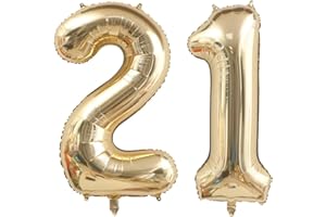 CHANGZHONG White Gold Number Balloon 40 inch Light Gold Number 21 Balloons 21st Birthday Balloon Champagne Gold Balloons Birthday Wedding Party digital Decorations (Number 21)