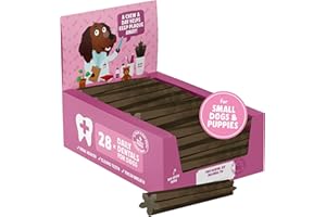 Denzel's Dog Dental Sticks - for Small Dogs & Puppies - Salmon & Spearmint (Pack of 28)