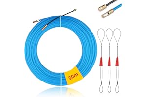 Mis.Moon Sonda Elettricista 30M, Passacavi, Tiracavi Con 3 Molla Di Guida, Spiralata Acciaio Inox, Cavo, Ø 4 mm (Blu)