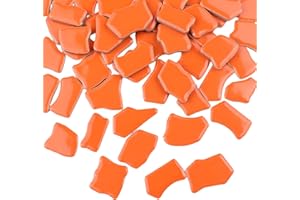 BTMIEY 500 g nieregularne ceramiczne płytki mozaikowe, 2-4 cm, elementy mozaiki, kamienie do samodzielnego wykonania mozaiki, rzemiosła, hobby, sztuki, dekoracji ścian domu (mandarynka)