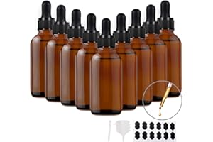YBCPACK 12 Stück 100ml Glas Pipettenflasche - Braunglasflasche mit Pipette, Etiketten, Stift und Trichter - Tropfflasche Ideal für chemikalien, ätherische öle