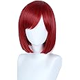 Linfairy Unisex Straight Short Red Cosplay Wig Halloween Costume Bob Wig for Women