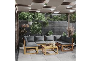 Gecheer 7-TLG. Garten Lounge Holz Loungemöbel Terrassen Gartenmöbel Set Lounge Sofa Outdoor Sitzgruppe Garten Sofa Set Terrassenmöbel Massivholz Akazie