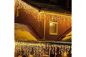 17m/55.77ft Icicle Lights Outdoor, LEDYA 480 LEDs Christmas Lights with Timer, Warm White Fairy Lights Plug in with 8 Modes, Memory Function, IP44 Waterproof for Party, Xmas, Indoor&Outdoor Decoration