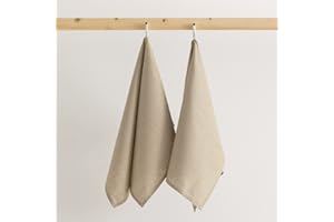 BL BELUM Belum | Pack 2 Paño de Cocina Lavable a máquina 100% Lino | Pack 2 Trapos de Cocina 45x70 Lino100% | Pack 2 Toallas de Cocina Reutilizables (Taupe)