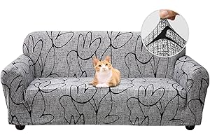 Jaotto Funda para Sofa 2 Plazas Funda Cubre Sofa Ajustable Fundas de Sofá Elasticas Extraíbles Lavables Antideslizante Protector Cubiertas de Sofá con Brazos de Sala de Estar,Estilo Gris