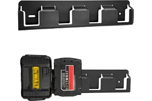Otuiaim Väggfäste för 4 batterier kompatibel med Dewalt 18 V/20 V borrmaskiner, förstärkt massivt stål, batterihållare, unive