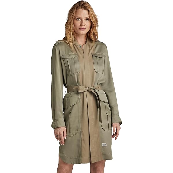 G-star Vestido Henley Half Closure Mujer Y Vestido Henley G-STAR Mujer - Manga Larga, Corte Ajustado - Hasta La Rodilla Gstar Mujer