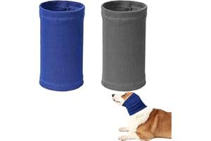 SUXGUMOE Dog Snood Neck and Ears Warmer, 2 Pcs Ear Muffs Noise Protection for Pets, Cats, Dogs - Covers, Protector Hoodie for Anxiety, Fireworks, Bathing, Grooming (Blue+Grey) (Small(25-41cm))