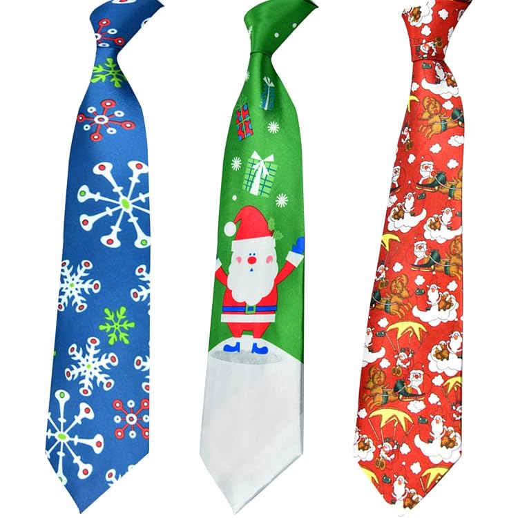 SOIMISS 3er Set Weihnachtskrawatten - Lustige Pailletten Santa Schneemann Hirsch Halsbinden Für Kostüme