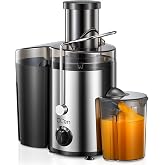 Extracteur de Jus Centrifuge 800W with Large Goulotte de 3 Pouces, Easy to Nettoyer, Stainless Steel, Sans BPA, Id&eacute;al pour Fr