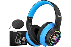 LOBKIN Cuffie Bambini, Cuffie Over-Ear Bluetooth per Bambini con Borsa, Wireless e Cablata, Cuffie Bambina Pieghevole Regolabile per Scuola, Viaggio