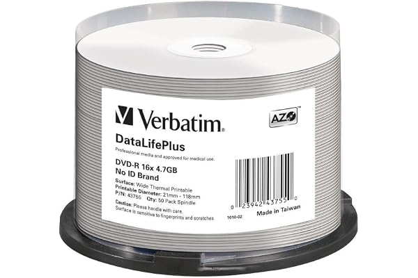 Verbatim (43755) : DVD-R 16x 50-pack : Printable Optical Media