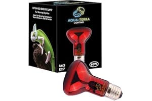 Aqua-Terra Lighting Lampada termica a infrarossi da 60 W per rettili, anfibi e invertebrati – Lampadina R63 con base a vite standard E27 adatta per riscaldamento a vivarium