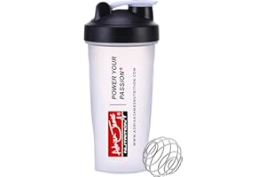 Adrian James Nutrition - Protein Shaker Bottle with Mixer Ball, Leak-Proof Screw-On Lid and Secure Drinking Flip Cap, 100% BPA Free, 600 ml