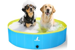 Pourbibi Hundepool Schwimmbad für Hunde, Hundeplanschbecken Hundebad, 80CM Klappbares Haustier-Duschbecken mit Umweltfreundlichem PVC rutschfest（80 x 20 cm）