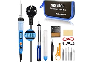 Saldatore a Stagno, SREMTCH 80W Saldatura Kit con Display LCD, Temperatura Regolabile 200℃〜450℃ Saldatore Professionale, Accessori Vari e Borsa per il Trasporto per la Manutenzione Elettronica