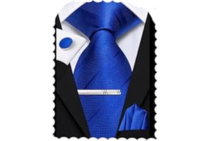 Hi-Tie Silk Ties for Men Pink Blue Black Mens Ties Set 4 PCS Necktie Pocket Square Cufflinks Clip Pin for Wedding