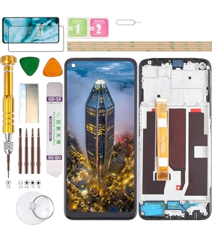 Voor OPPO A74 5G Lcd scherm Voor Oppo A54 5G Scherm Vervanging Voor OPPO A74 5G Touchscreen CPH2197 Digitizer Vergadering CPH2195 Reparatieset (zwart, zonder frame