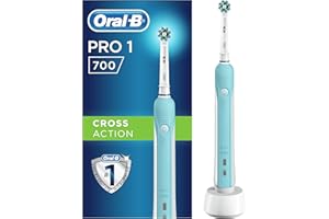Oral-B PRO 1 700 Brosse À Dents Électrique Rechargeable, 1 Brossette, Bleu/Cross Action