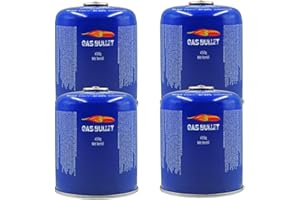 Gas Bullet ® Schraubkartusche 450g passend für Gaskocher, Gasgrills (speziell für Weber) und alle Geräte mit 7/16“ Gewinde | Ideal für Camping/Outdoor/Notfälle (4 Kartuschen)