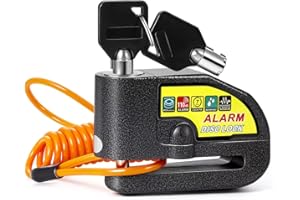 Motorbike Alarm Disc Brake Lock, Gbivbe Motorcycle Disc Lock 110dB with 1.5M Reminder Cable, High Security Motorbike Locks for Motorcycle Bike Moped Vespa Motocross Accessories