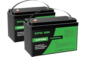 DATOUBOSS 12V 100Ah LiFePO4 Lithium Battery, 1280Wh Deep Cycle Rechargeable Battery, Built-in 100A BMS, 15000+ Cycles, Support in Series/Parallel, for RV, Campervan, Solar, Boat, Off-Grid System, 2pcs