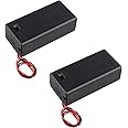 HALJIA 2Pcs 9V Battery Holder Box Case With Cover Switch On/Off Wire Lead