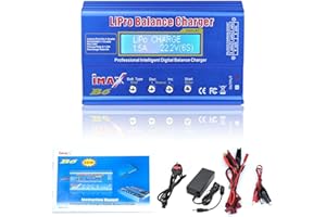 Woeau Lipo Battery Charger - Digital LCD Lipo Balance Charger with Adapter, Blue Lipo Balance Charger for Li-ion, Li-Fe, LiHV Battery (1-6S), NiCd (1-15S), NiMH (80W)