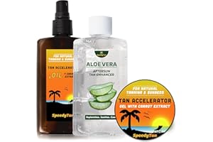 SPEEDYTAN Premium Tan Accelerator Gel + Tanning Oil + Aloe Vera - For Sunbed Use & Natural Tanning - Natural Tanning Accelerator With Carrot Tanning Oil - UK Based Brand