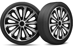 MOTO-MOLTICO Moltico Tapacubos - Set de 4 Universale de Tapacubos - Tapacubos para Todas Ruedas de Acero - Anillo de Seguridad Ajustable - 16 Pulgada - Plata