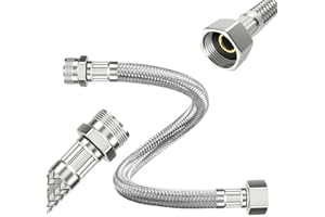 KILDOWS 2 Pièces Tuyau Flexible 3/8", 20cm Tuyaux de Raccordement Flexibles Robinets 3/8" x 3/8" Rallonge de Tuyau Flexible avec Tressé en Acier Inoxydable pour Cuisine Salle de Bain