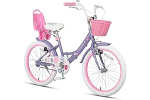 Glerc Maggie 12 14 16 20 Inch Kids Bike for 2-13 Years Old, Girls Bicycle with Doll-Seat & Basket & Stabilisers & Kickstand, Multiple Colors