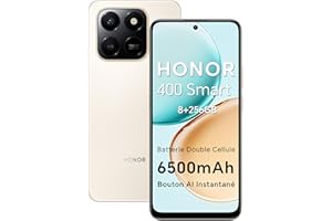HONOR 400 Smart 4G Smartphone Dual SIM NFC Android 15, 8+256GB, 108MP +2MP avec Bouton AI Téléphone, 6500mAh Batterie Double Cellule, 5 étoiles SGS&IP65, 6.77 Pouces 120 Hzécran Confort, Desert Gold