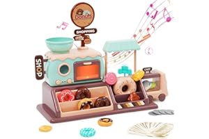 YULEYU Donuts Shop Set Giocattoli con Microonde Bambini, Pretend Role Play Donut Toy Set con Musica, Dessert e Candy Toys, Bambini Giocattoli da Cucina Regali