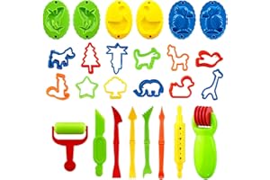 TMEFOY 26 Stück Knetwerkzeug Teig Plastilin Werkzeuge, Knete Zubehör Set, Vielseitiges Knete Werkzeug Kin-der, Knete zubehör Ausstechformen Küchenspielzeug