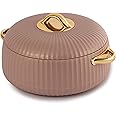 Cello Aurum Luxury Inner Stainless Steel Insulated Hot-pot 1500ml, Beige | Easy Grip Lid & Frim Twist Lock | BPA-Free, Durable, Suitable for Hot & Cold | Hot Box for Kitchen | Hot Pot for Home