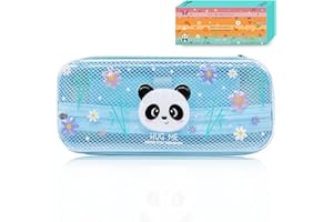 DGTSYAL Federmäppchen Wonderwow, Kawaii 2 Fächer und Stifthalter innen, Innenfach mit Netzstoff, Reißverschluss, Mäppchen Teenager Federmäppchen, für Schule Büro 23x11x5 cm (Panda)