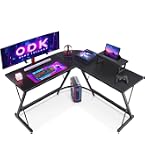 Devoko Scrivania Angolare A L Con LED, 3 Cassetti, Supporto Monitor, 2 Prese USB - Gaming E Ufficio, 170x95 Cm, Nera