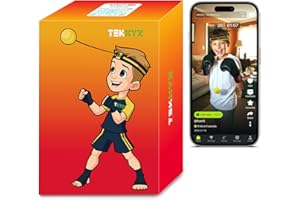 TEKXYZ® Reflexball mit Zähler-App & Online-Community, 2 Stufen, Boxball mit Stirnband für Reaktion, Agilität, Schlagtempo & Hand-Auge-Koordination