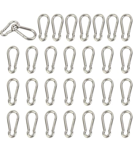 Lot De 16 Mousquetons Acier Galvanisé - 60 Mm, Ouverture à Ressort - Pour Hamac, Camping, Pêche Et Rando