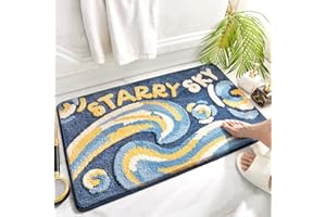 Huilimei Rainbow Stars Rug Bathroom Bathtub Washroom Sink Absorbent Non-Slip Foot Mat Bedroom Floor Mat