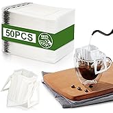 CARGEN Drip Coffee Filters 50 Pack - Disposable and Portable Organic Filter Bags with Hanging Cup Holder, Ideal for Travel, C