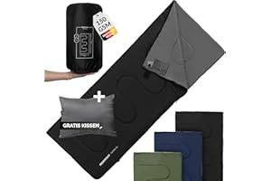 MONTARAY Deckenschlafsack 3-4 Jahreszeiten, Schlafsack outdoor für camping mit Kissen, Sleeping bag kuschelig und warm, mit & ohne Kapuze, Schlafsäcke für Erwachsene, Sommerschlafsack