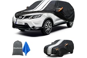 Cowtcver SUV Car Cover Waterproof Breathable Allweather, Outdoor Cover Custom Fit Nissan Qashqai 2007-2024, 10 Layers Full Car Cover Snow Sun Rain UV Dust All Weather Protection With Zip.