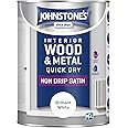Johnstone's - Quick Dry Satin - Brilliant White - Mid Sheen - Water Based - Interior Wood & Metal - Radiator Paint - Low Odour - Dry in 1-2 Hours - 12m2 Coverage per Litre - 1.25 L